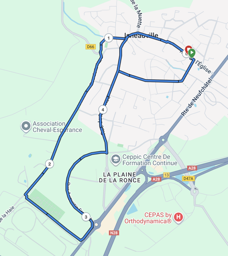 Plan parcours 5km Isneauville 2026